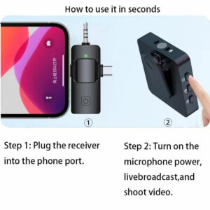 2 Microphones Lavalier Mini Sans Fil USB 2.4G Portables pour Téléphone, Appareil Photo, PC, Enregistrement en Direct avec Réduction du Bruit