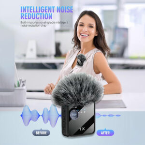 2 Microphones Lavalier Mini Sans Fil USB 2.4G Portables pour Téléphone, Appareil Photo, PC, Enregistrement en Direct avec Réduction du Bruit