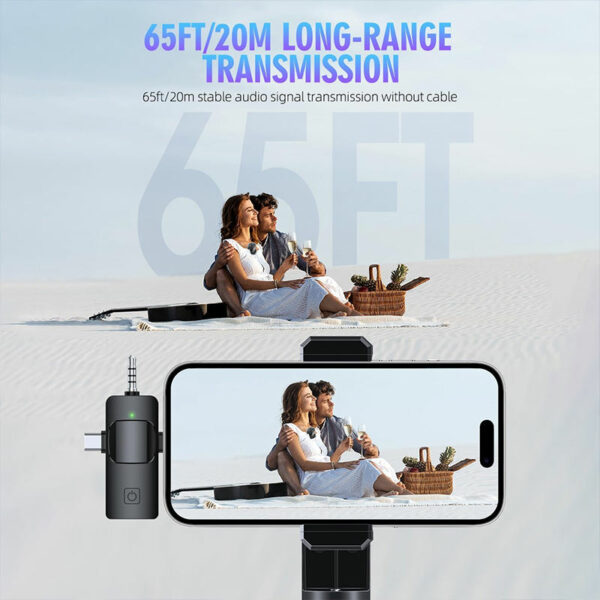 2 Microphones Lavalier Mini Sans Fil USB 2.4G Portables pour Téléphone, Appareil Photo, PC, Enregistrement en Direct avec Réduction du Bruit