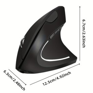 Souris Optique Sans Fil 2.4G Ergonomique pour PC, Confortable, 6 Boutons, Design Vertical Droitier, Récepteur USB LED, Noire pour Ordinateur Portable
