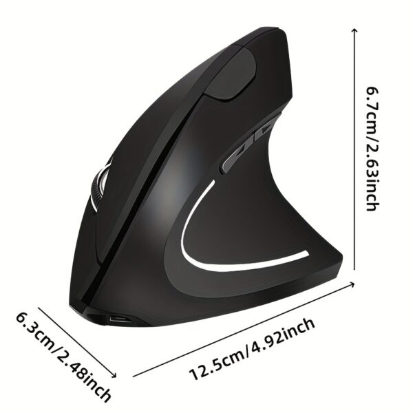 Souris Optique Sans Fil 2.4G Ergonomique pour PC, Confortable, 6 Boutons, Design Vertical Droitier, Récepteur USB LED, Noire pour Ordinateur Portable