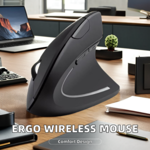 Souris Optique Sans Fil 2.4G Ergonomique pour PC, Confortable, 6 Boutons, Design Vertical Droitier, Récepteur USB LED, Noire pour Ordinateur Portable