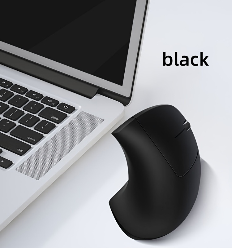Souris Optique Sans Fil 2.4G Ergonomique pour PC, Confortable, 6 Boutons, Design Vertical Droitier, Récepteur USB LED, Noire pour Ordinateur Portable