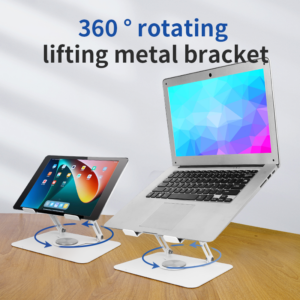 Support Stable et Rotatif pour Ordinateur Portable, Pliable et Réglable à 360° en Métal, pour MacBook et Autres
