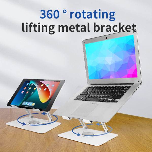 Support Stable et Rotatif pour Ordinateur Portable, Pliable et Réglable à 360° en Métal, pour MacBook et Autres