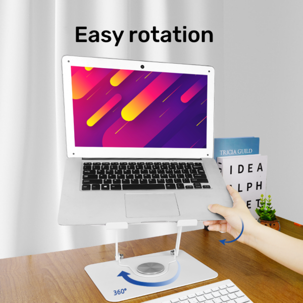 Support Stable et Rotatif pour Ordinateur Portable, Pliable et Réglable à 360° en Métal, pour MacBook et Autres